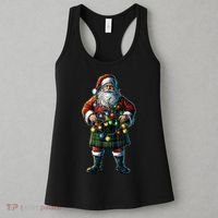 Xmas Santa Claus Hat Scottish Kilt Scotland Christmas Lights Gift Women's Tank Top thumb 3