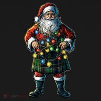 Xmas Santa Claus Hat Scottish Kilt Scotland Christmas Lights Gift Women's Tank Top thumb 5