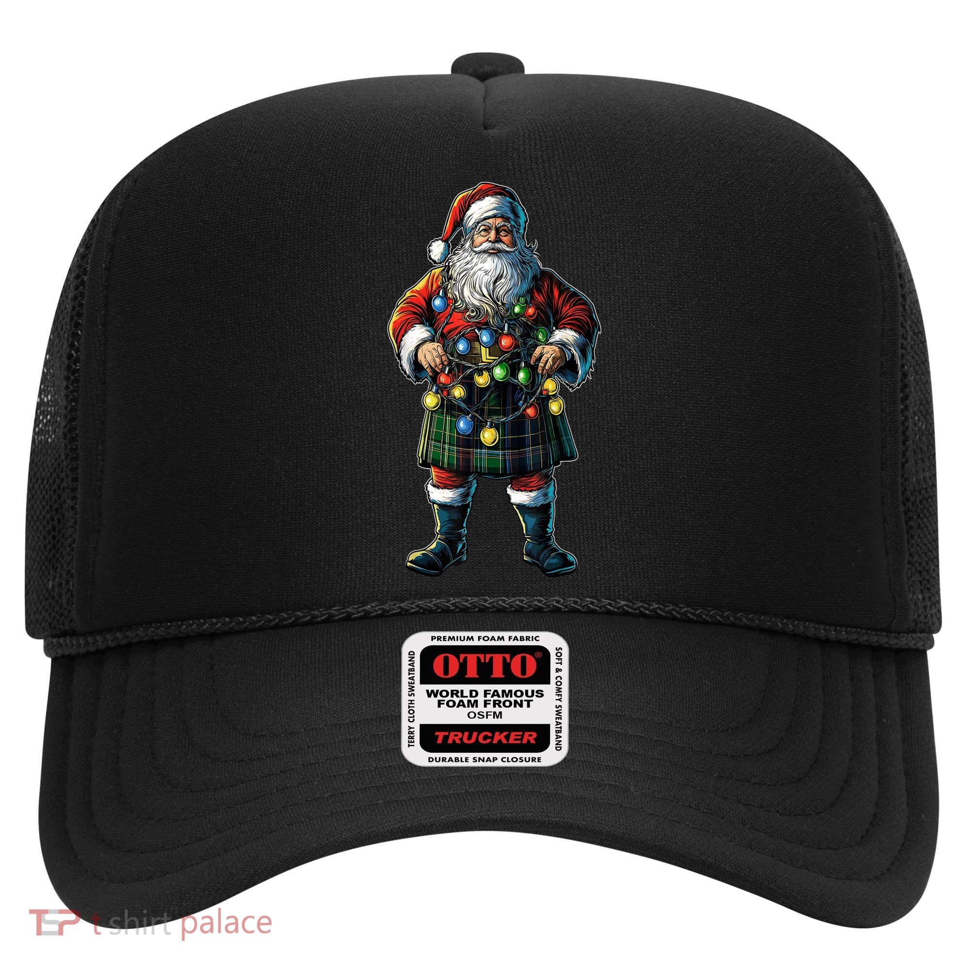 Xmas Santa Claus Hat Scottish Kilt Scotland Christmas Lights Gift Hat