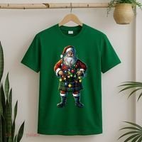 Xmas Santa Claus Hat Scottish Kilt Scotland Christmas Lights Gift T-Shirt thumb 2