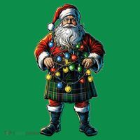 Xmas Santa Claus Hat Scottish Kilt Scotland Christmas Lights Gift T-Shirt thumb 7