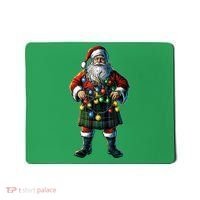 Xmas Santa Claus Hat Scottish Kilt Scotland Christmas Lights Gift Mousepad thumb 0