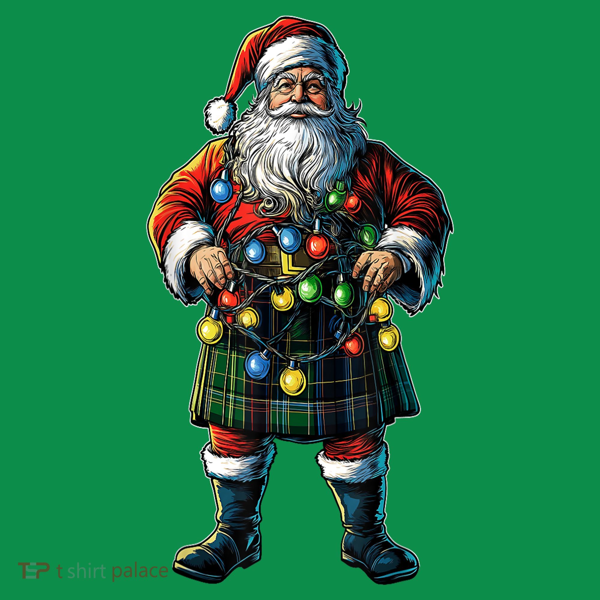 Xmas Santa Claus Hat Scottish Kilt Scotland Christmas Lights Gift Mousepad