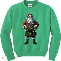 Xmas Santa Claus Hat Scottish Kilt Scotland Christmas Lights Gift Kids Sweatshirt thumb 0