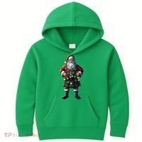 Xmas Santa Claus Hat Scottish Kilt Scotland Christmas Lights Gift Kids Hoodie thumb 0