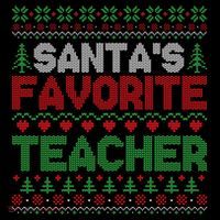 Xmas SantaS Favorite Teacher Funny Ugly Christmas Gift Coffee Mug thumb 5