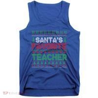 Xmas SantaS Favorite Teacher Funny Ugly Christmas Gift Tank Top thumb 0