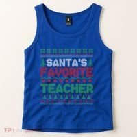 Xmas SantaS Favorite Teacher Funny Ugly Christmas Gift Tank Top thumb 2