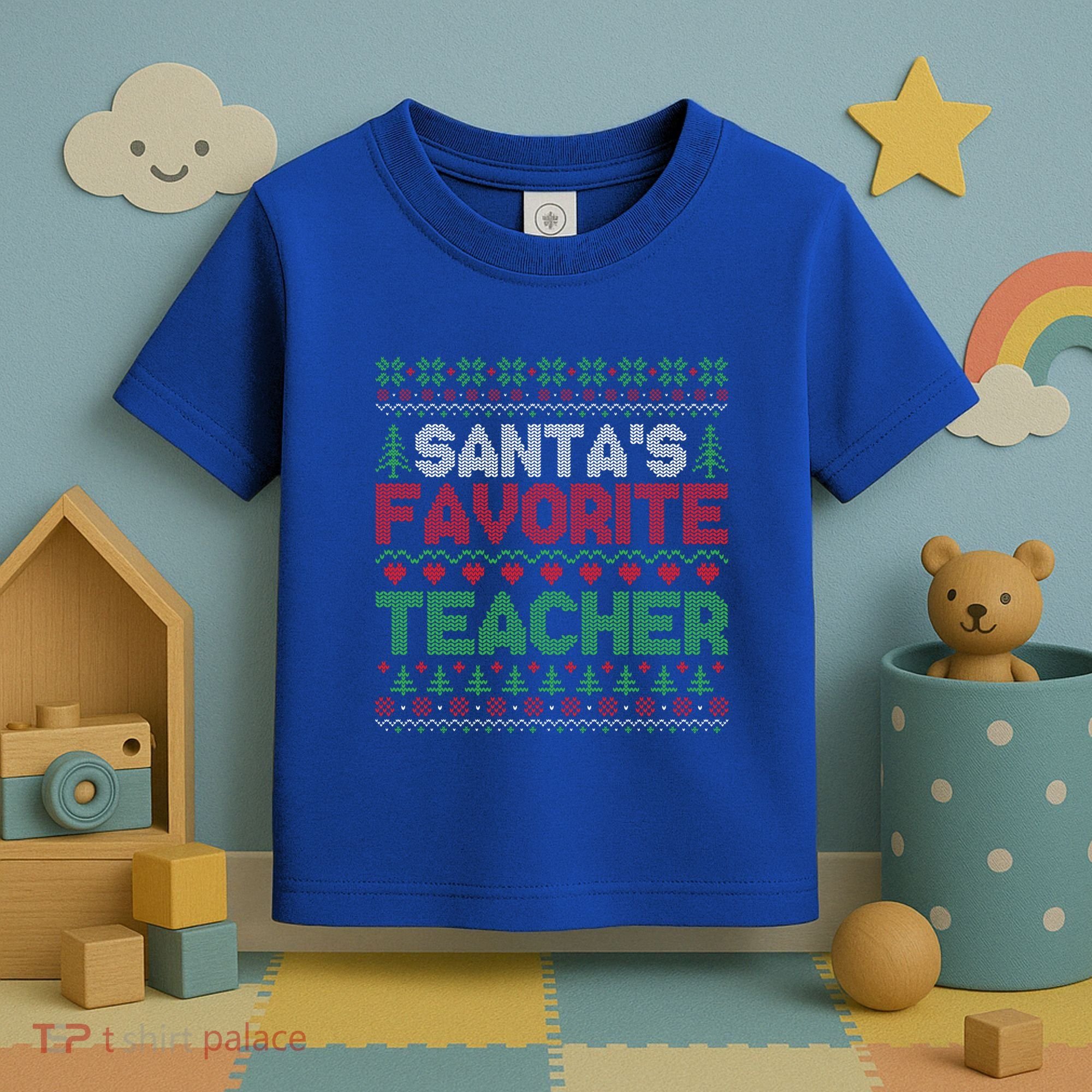Xmas SantaS Favorite Teacher Funny Ugly Christmas Gift Toddler T-Shirt