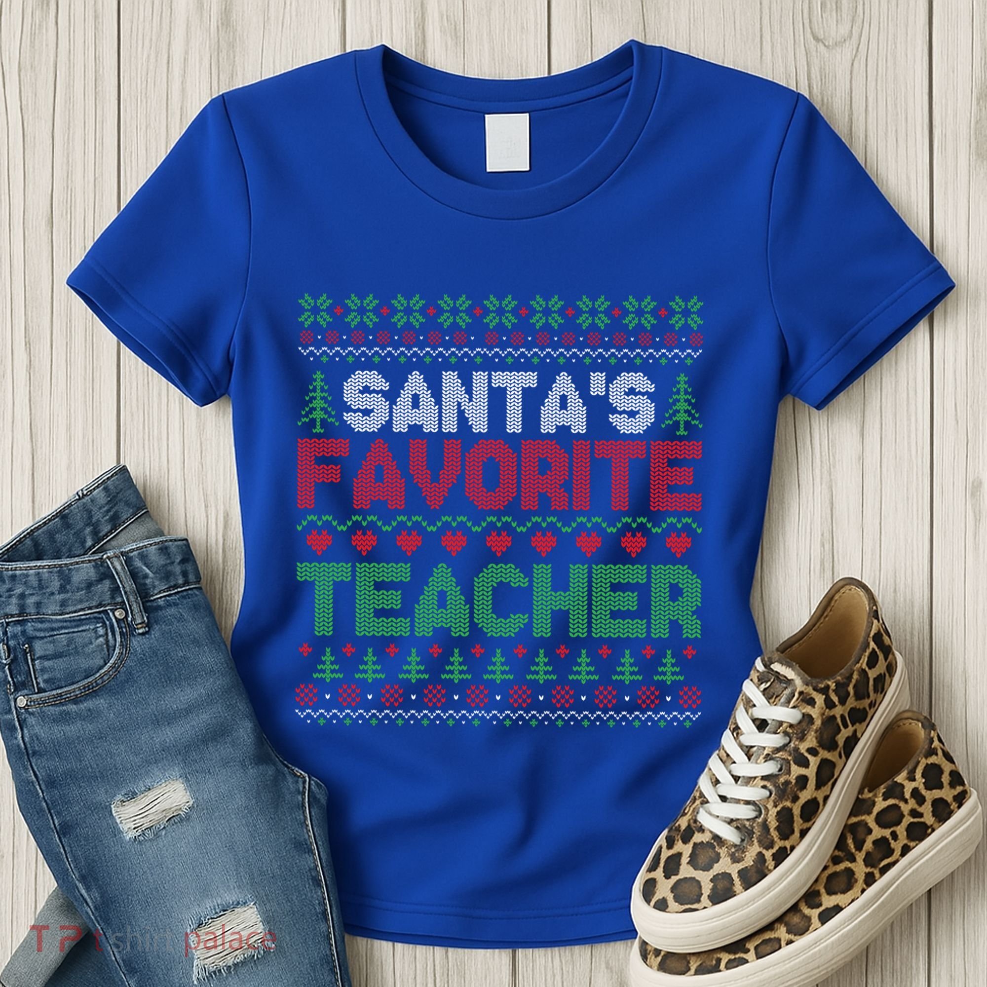 Xmas SantaS Favorite Teacher Funny Ugly Christmas Gift Women's T-Shirt