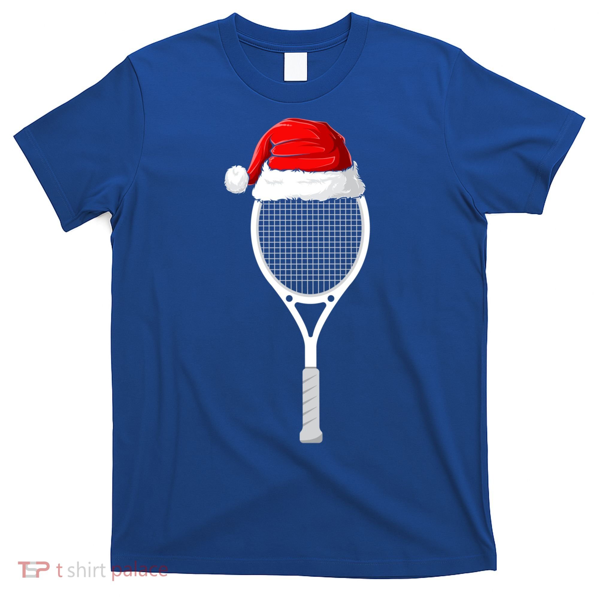 Xmas Santa Hat Tennis Racket Christmas Tennis Cool Gift T-Shirt