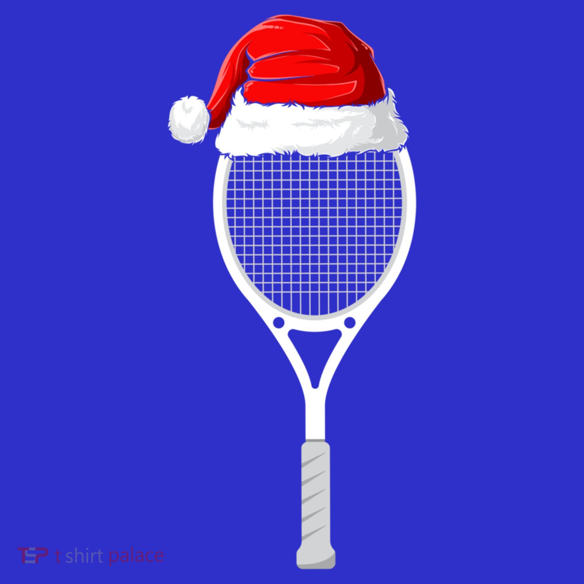 Xmas Santa Hat Tennis Racket Christmas Tennis Cool Gift T-Shirt
