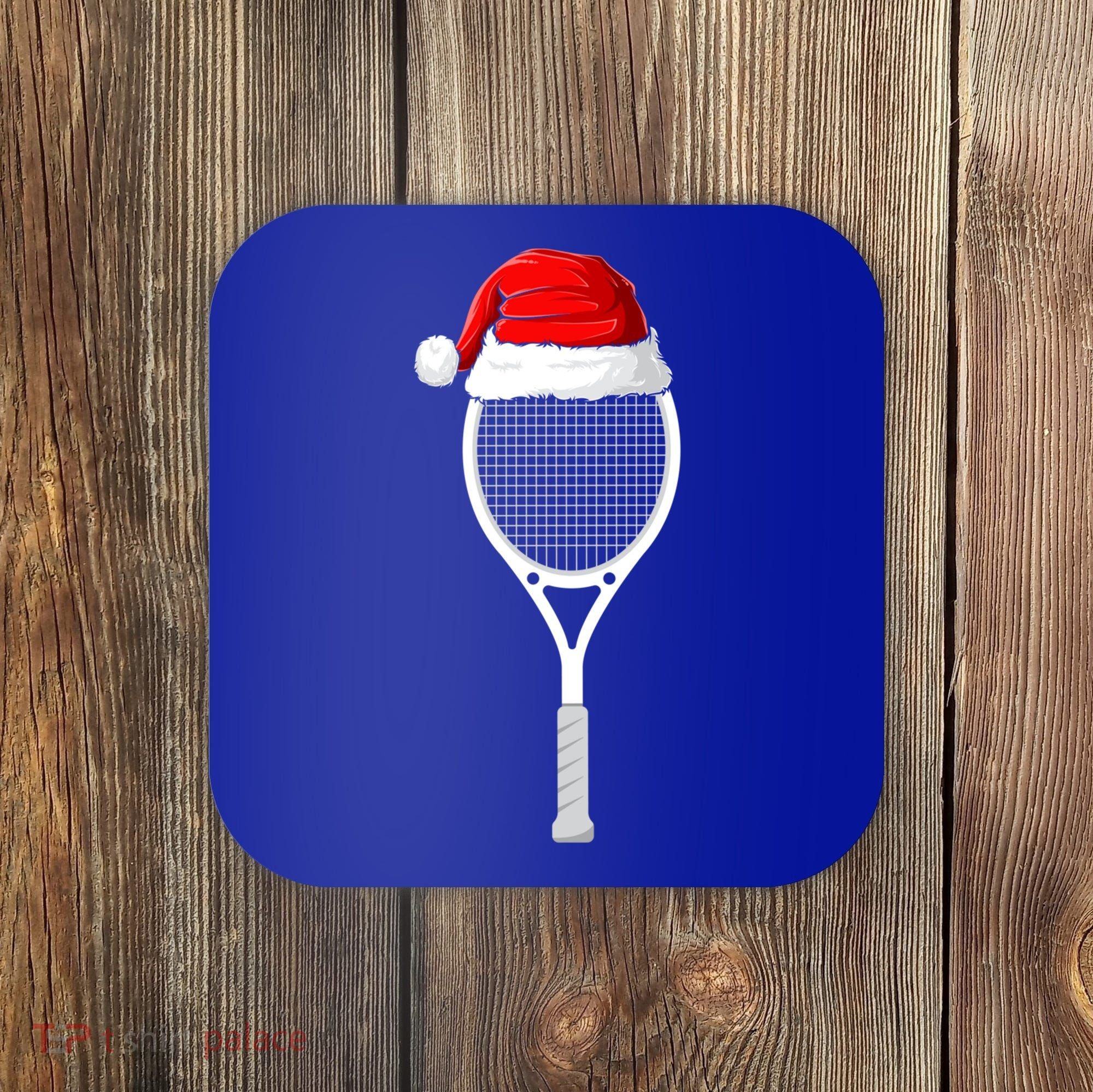 Xmas Santa Hat Tennis Racket Christmas Tennis Cool Gift Coaster
