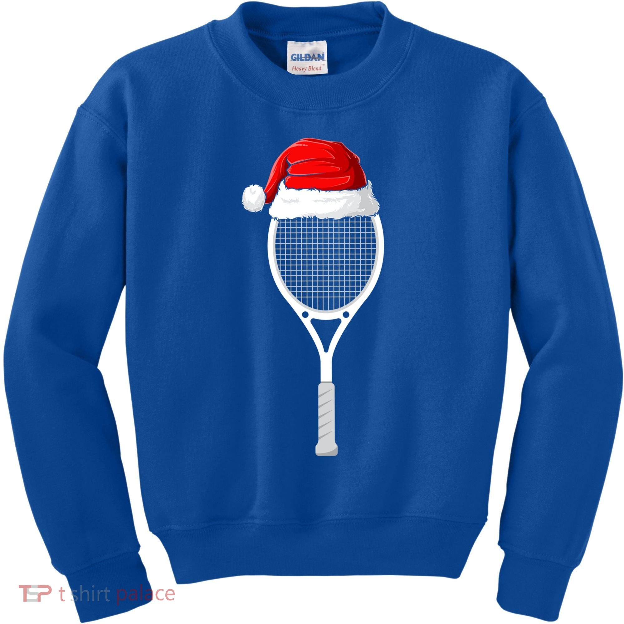 Xmas Santa Hat Tennis Racket Christmas Tennis Cool Gift Kids Sweatshirt