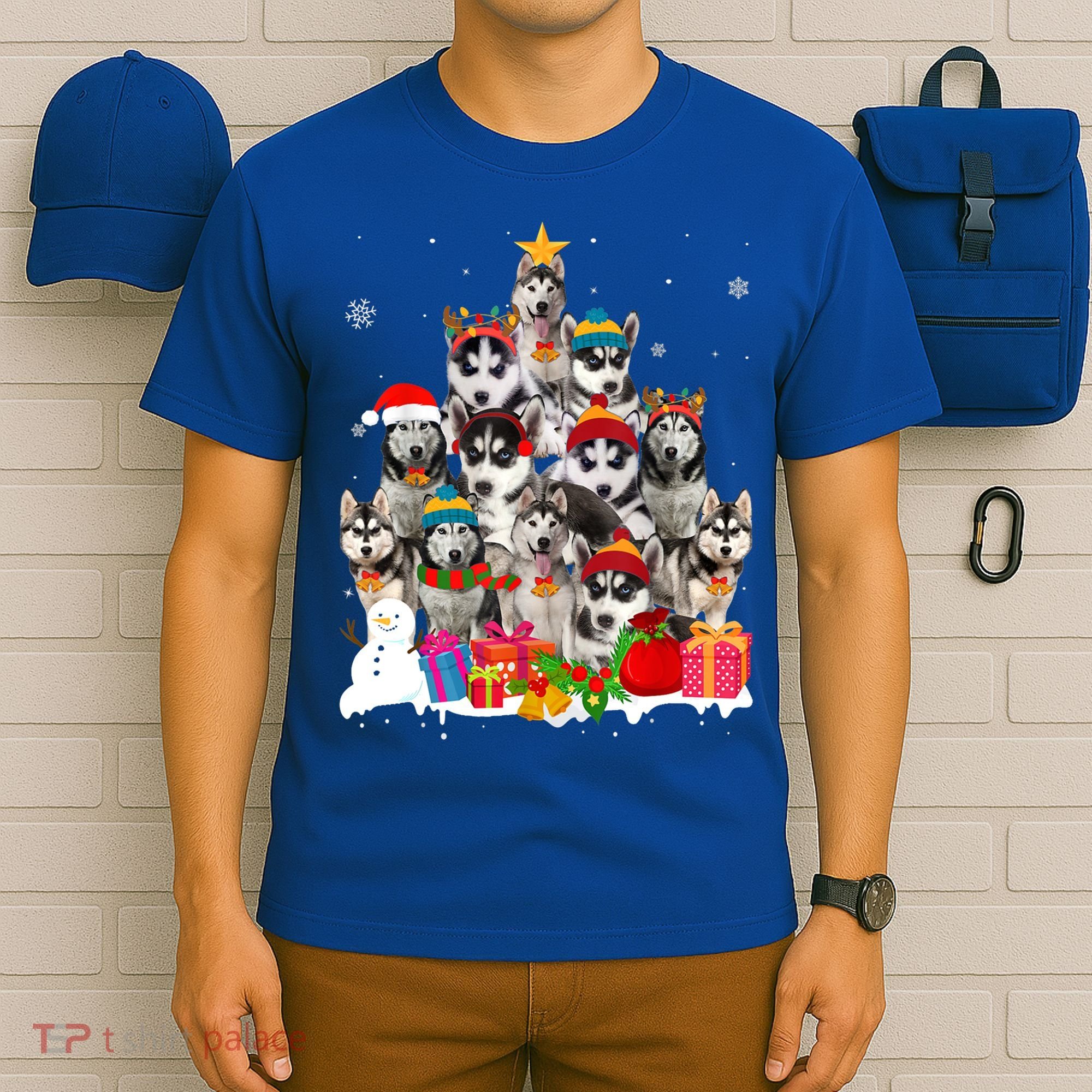 Xmas Siberian Husky Dog Christmas Ornat Tree Christmas Meaningful Gift T-Shirt