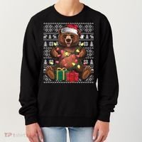 Xmas Style Ugly Santa Hat Grizzly Bear Christmas Gift Women's Sweatshirt thumb 0