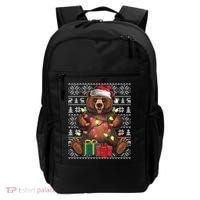 Xmas Style Ugly Santa Hat Grizzly Bear Christmas Gift Backpack thumb 0