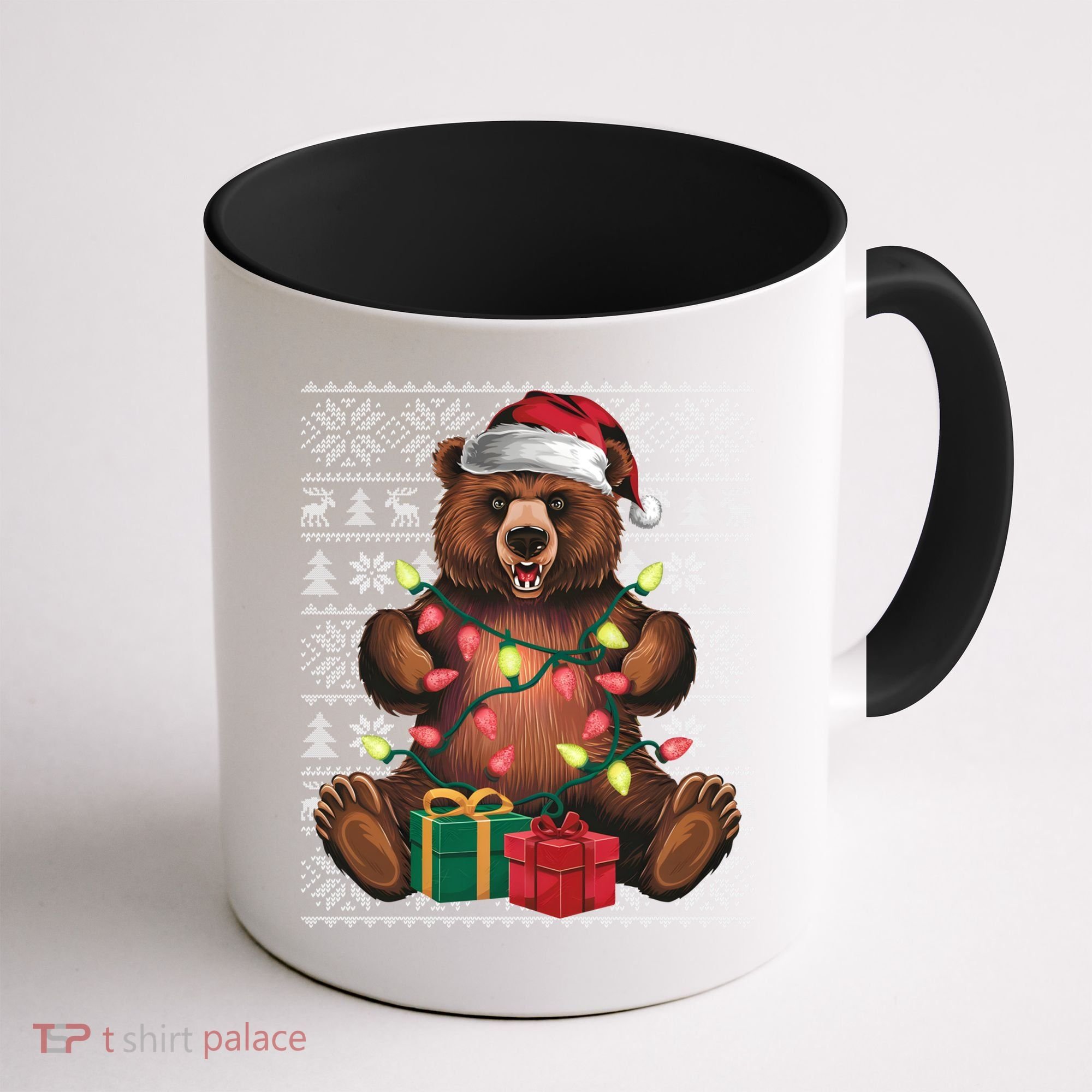 Xmas Style Ugly Santa Hat Grizzly Bear Christmas Gift Coffee Mug