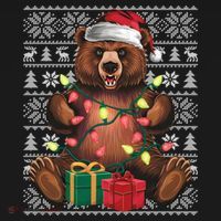 Xmas Style Ugly Santa Hat Grizzly Bear Christmas Gift Women's Hoodie thumb 2