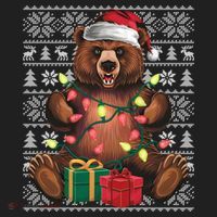 Xmas Style Ugly Santa Hat Grizzly Bear Christmas Gift Hat thumb 2