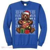 Xmas Style Ugly Santa Hat Grizzly Bear Christmas Gift Sweatshirt thumb 0