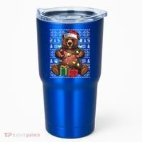 Xmas Style Ugly Santa Hat Grizzly Bear Christmas Gift Tumbler thumb 0