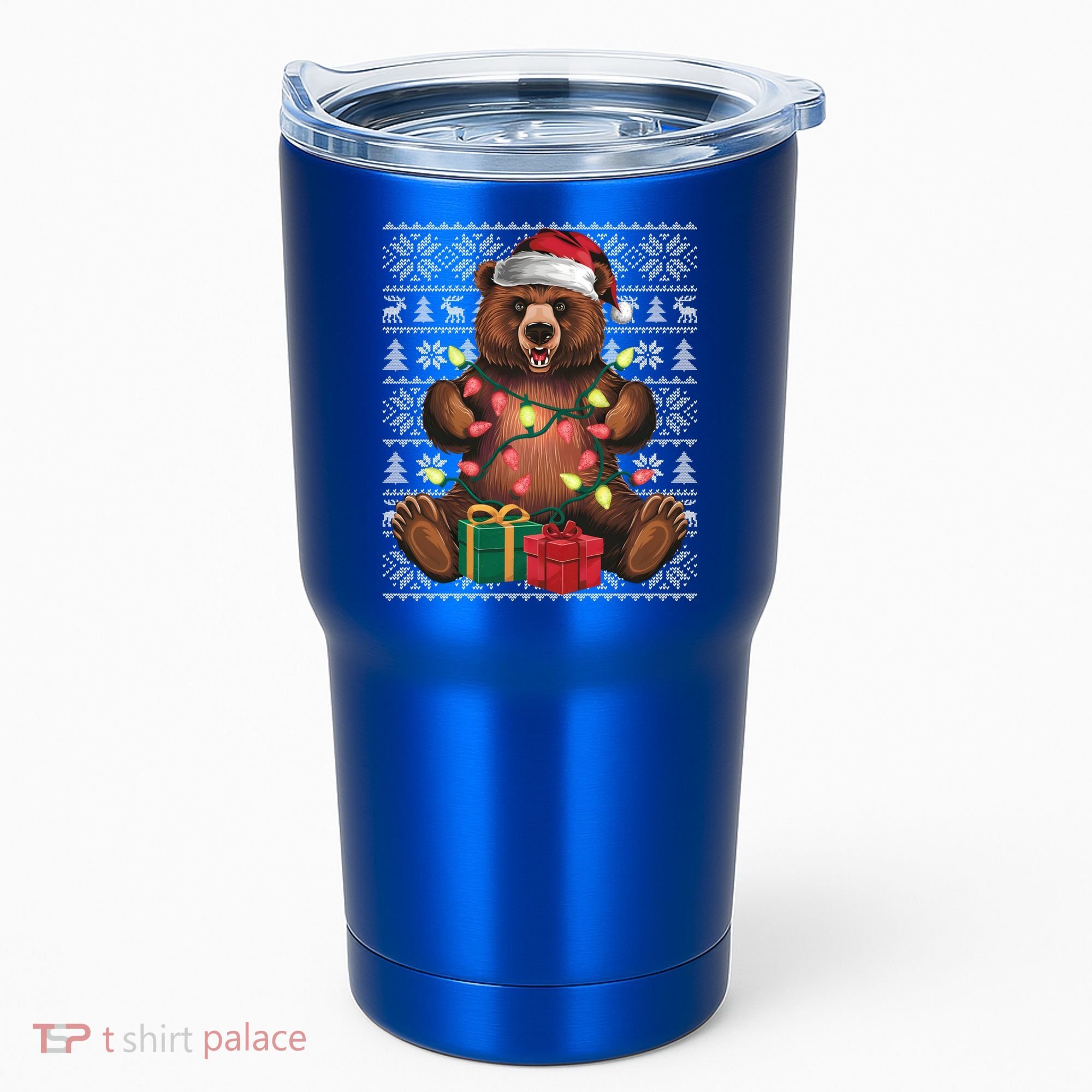 Xmas Style Ugly Santa Hat Grizzly Bear Christmas Gift Tumbler