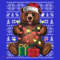 Xmas Style Ugly Santa Hat Grizzly Bear Christmas Gift Mousepad thumb 1