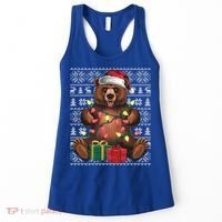Xmas Style Ugly Santa Hat Grizzly Bear Christmas Gift Women's Tank Top thumb 0
