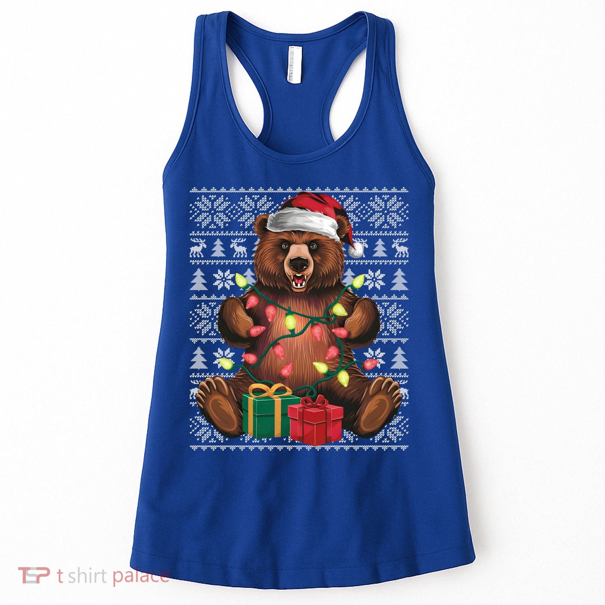 Xmas Style Ugly Santa Hat Grizzly Bear Christmas Gift Women's Tank Top
