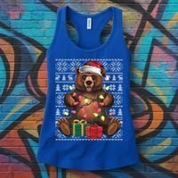 Xmas Style Ugly Santa Hat Grizzly Bear Christmas Gift Women's Tank Top thumb 3