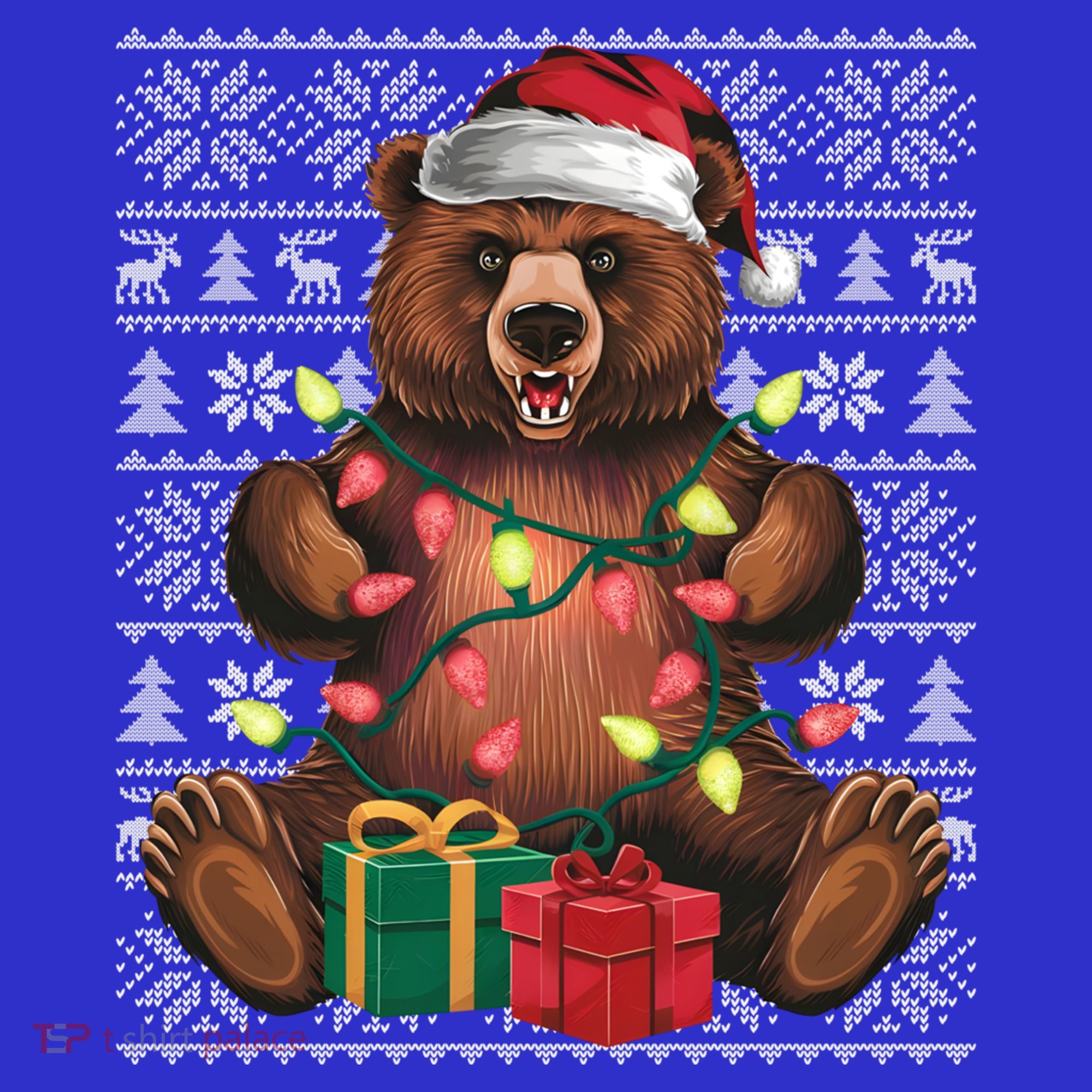 Xmas Style Ugly Santa Hat Grizzly Bear Christmas Gift Baby Bodysuit