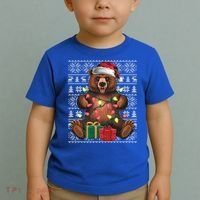 Xmas Style Ugly Santa Hat Grizzly Bear Christmas Gift Toddler T-Shirt thumb 2
