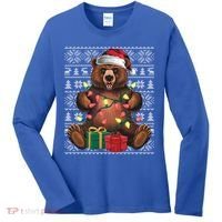 Xmas Style Ugly Santa Hat Grizzly Bear Christmas Gift Women's Long Sleeve Shirt thumb 0