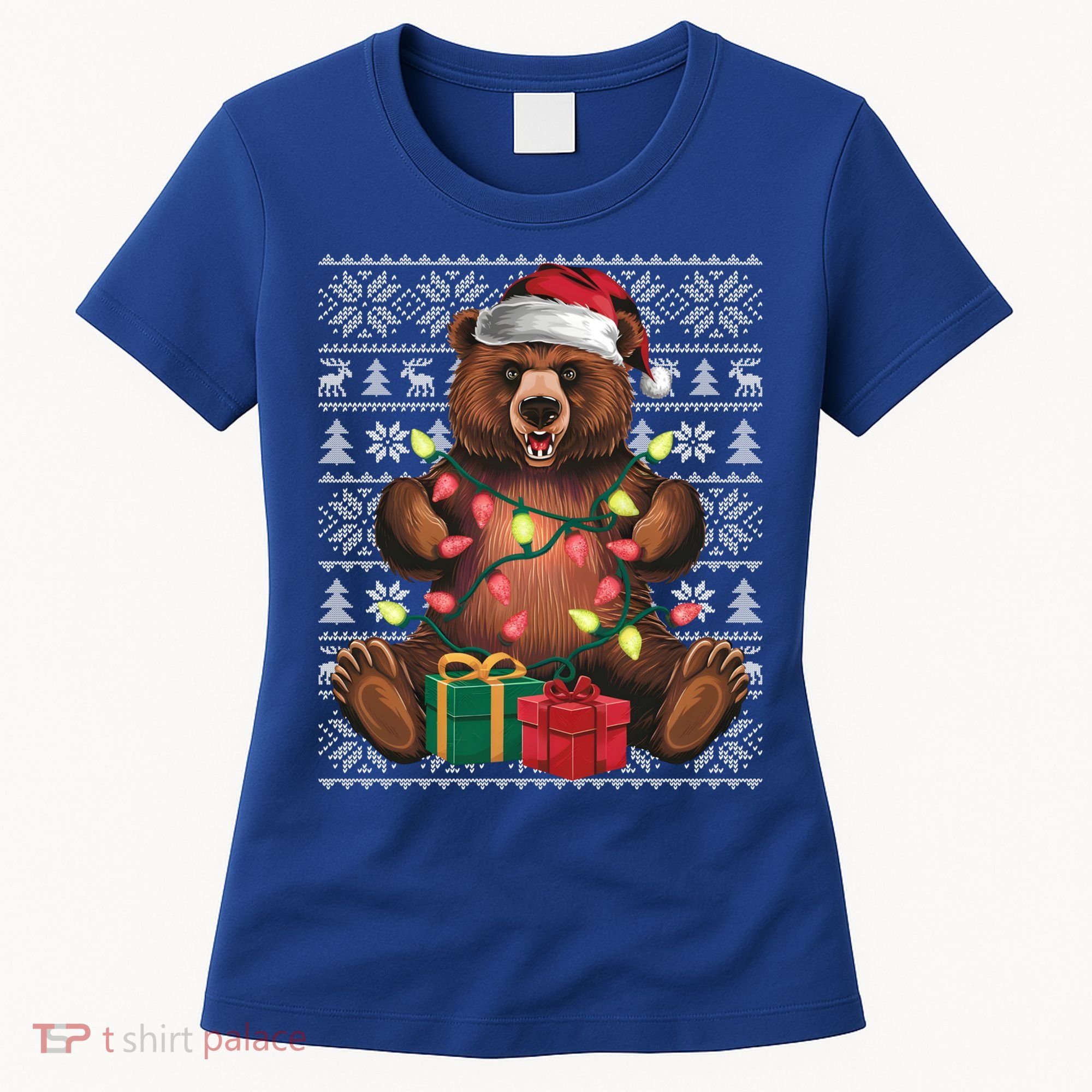 Xmas Style Ugly Santa Hat Grizzly Bear Christmas Gift Women's T-Shirt