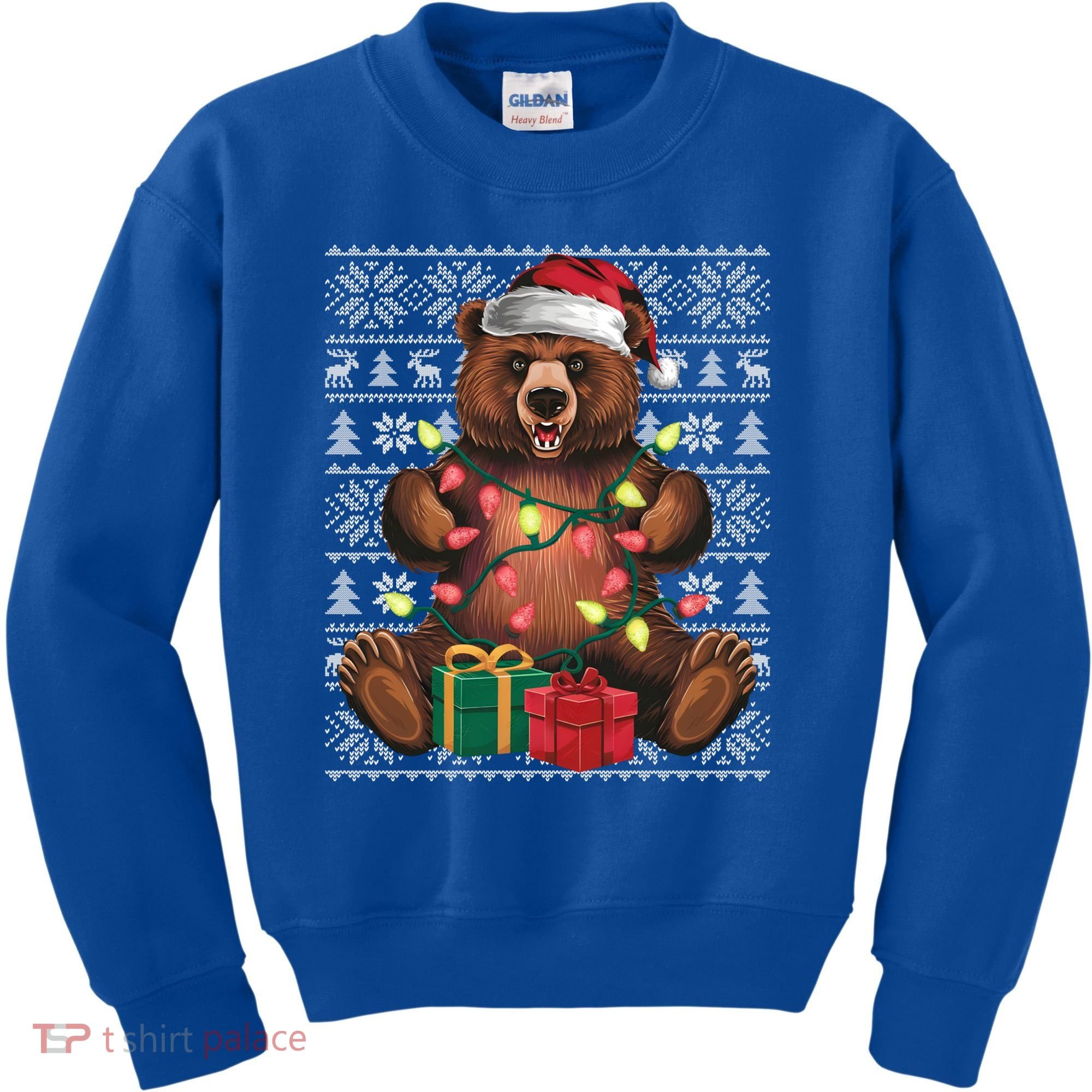 Xmas Style Ugly Santa Hat Grizzly Bear Christmas Gift Kids Sweatshirt