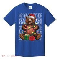 Xmas Style Ugly Santa Hat Grizzly Bear Christmas Gift Kids T-Shirt thumb 0