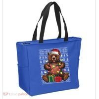 Xmas Style Ugly Santa Hat Grizzly Bear Christmas Gift Tote Bag thumb 2