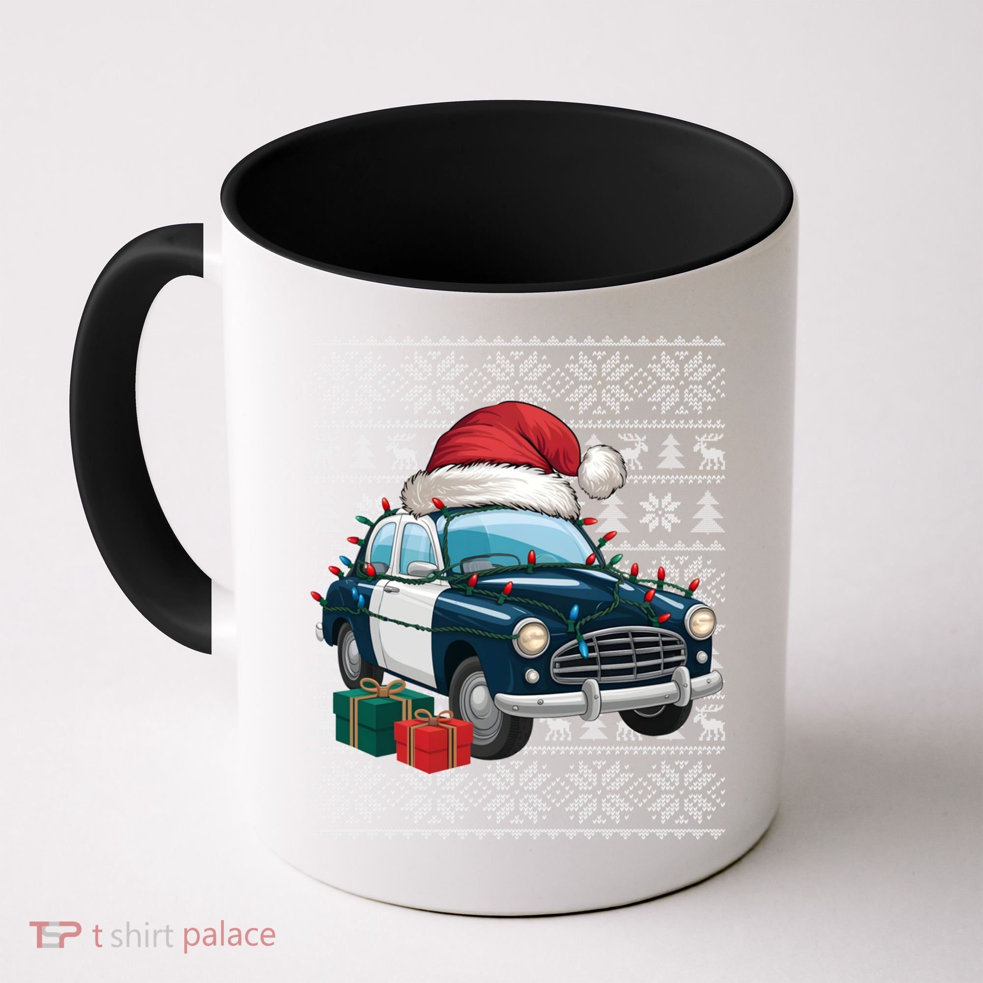 Xmas Style Ugly Santa Hat Police Car Christmas Gift Coffee Mug