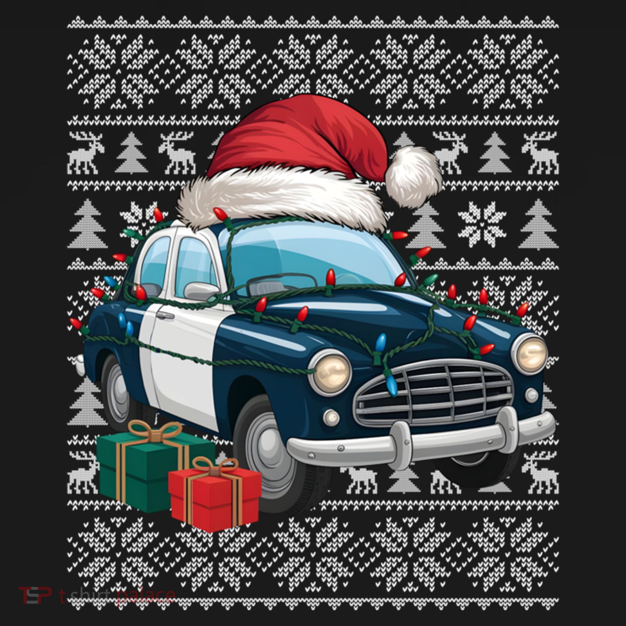 Xmas Style Ugly Santa Hat Police Car Christmas Gift Women's Hoodie