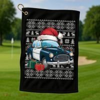 Xmas Style Ugly Santa Hat Police Car Christmas Gift Golf Towel thumb 1