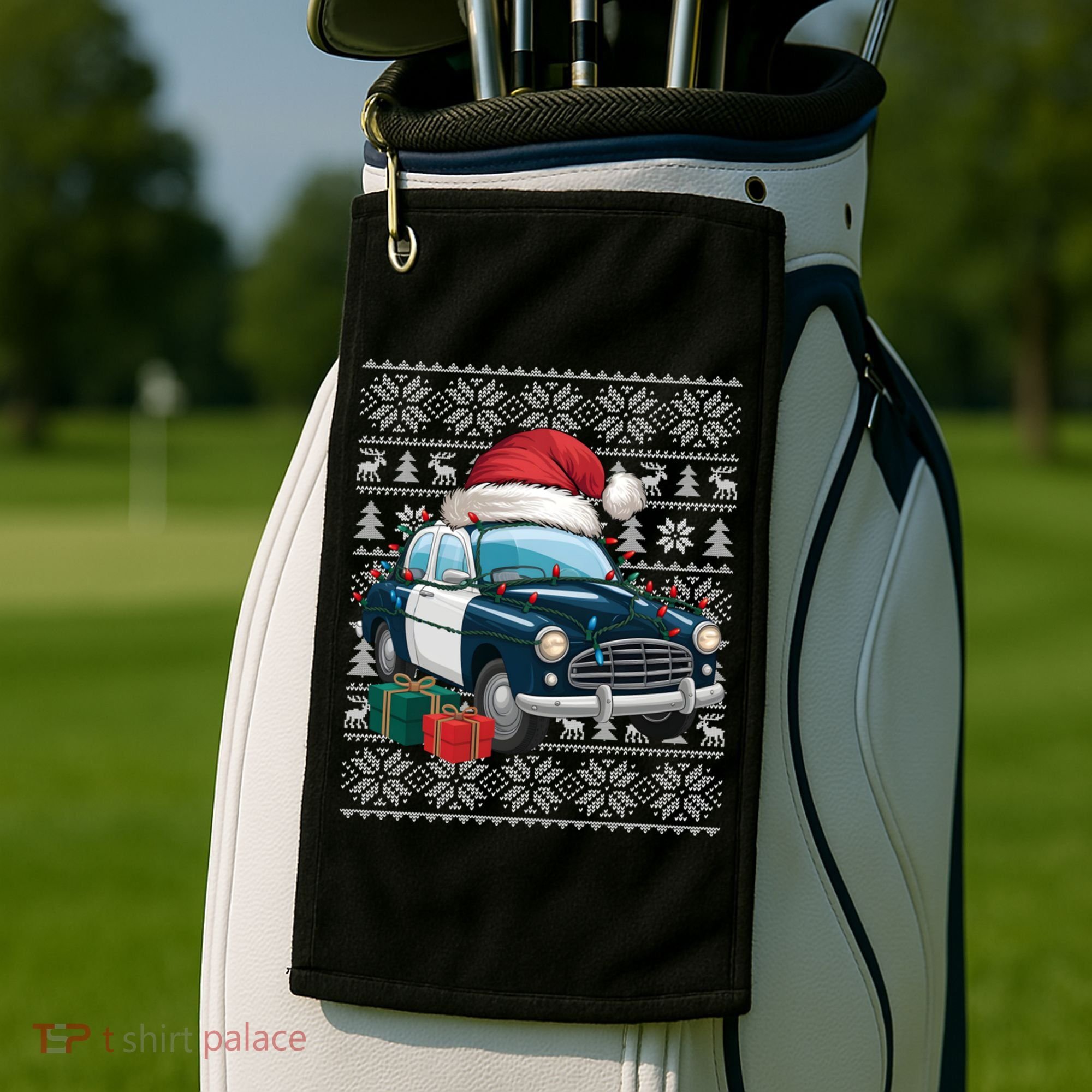 Xmas Style Ugly Santa Hat Police Car Christmas Gift Golf Towel