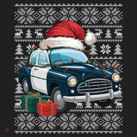 Xmas Style Ugly Santa Hat Police Car Christmas Gift Golf Towel thumb 3