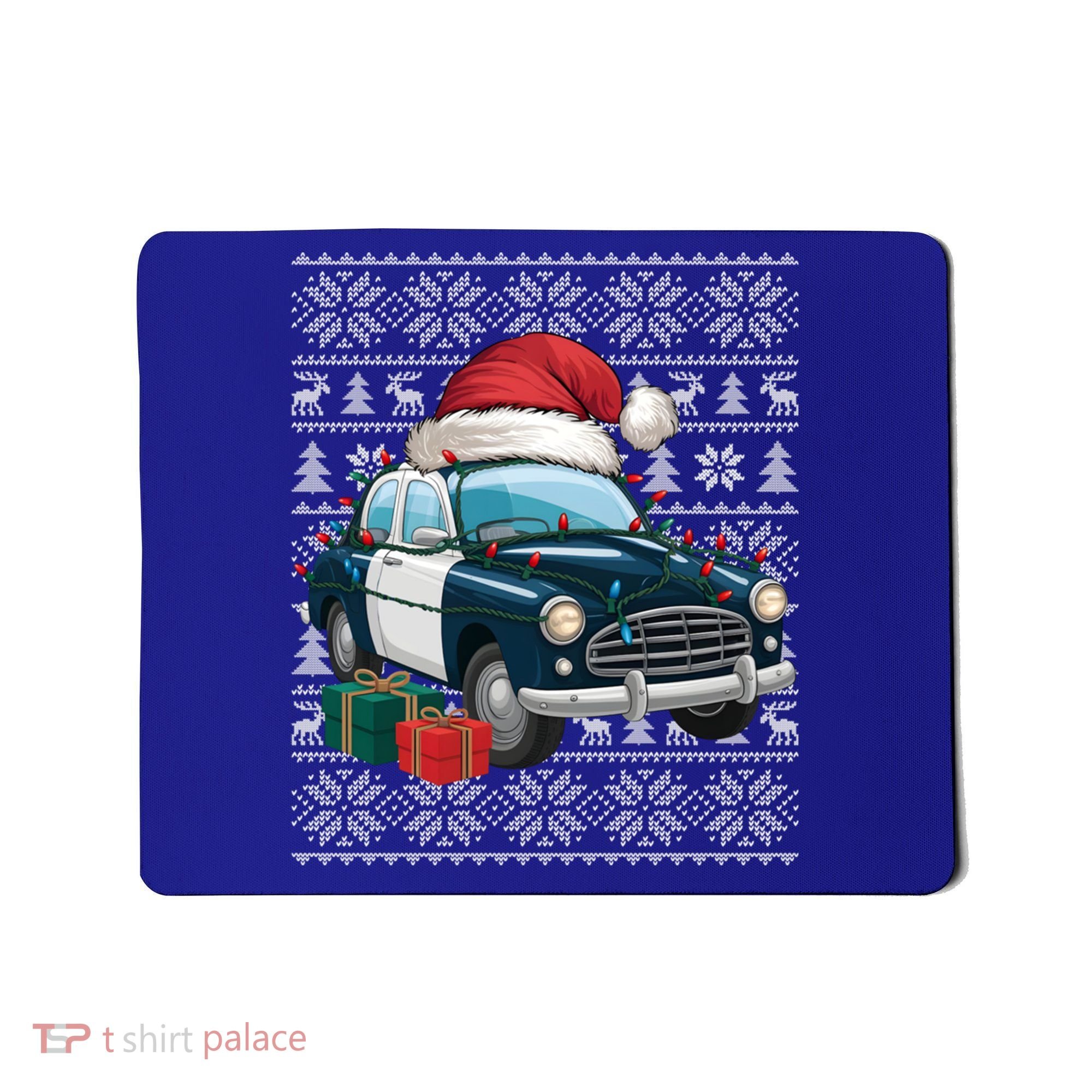 Xmas Style Ugly Santa Hat Police Car Christmas Gift Mousepad