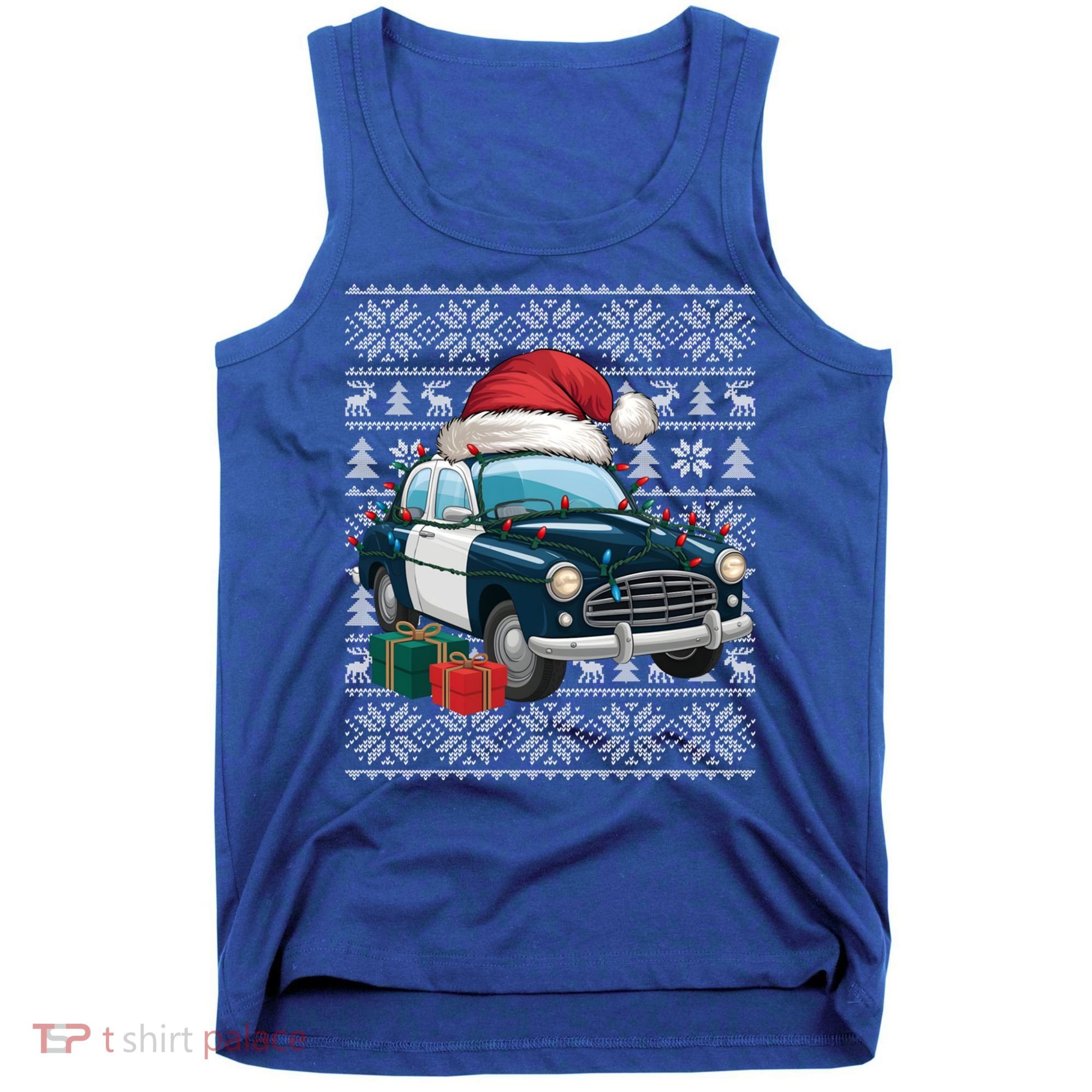 Xmas Style Ugly Santa Hat Police Car Christmas Gift Tank Top