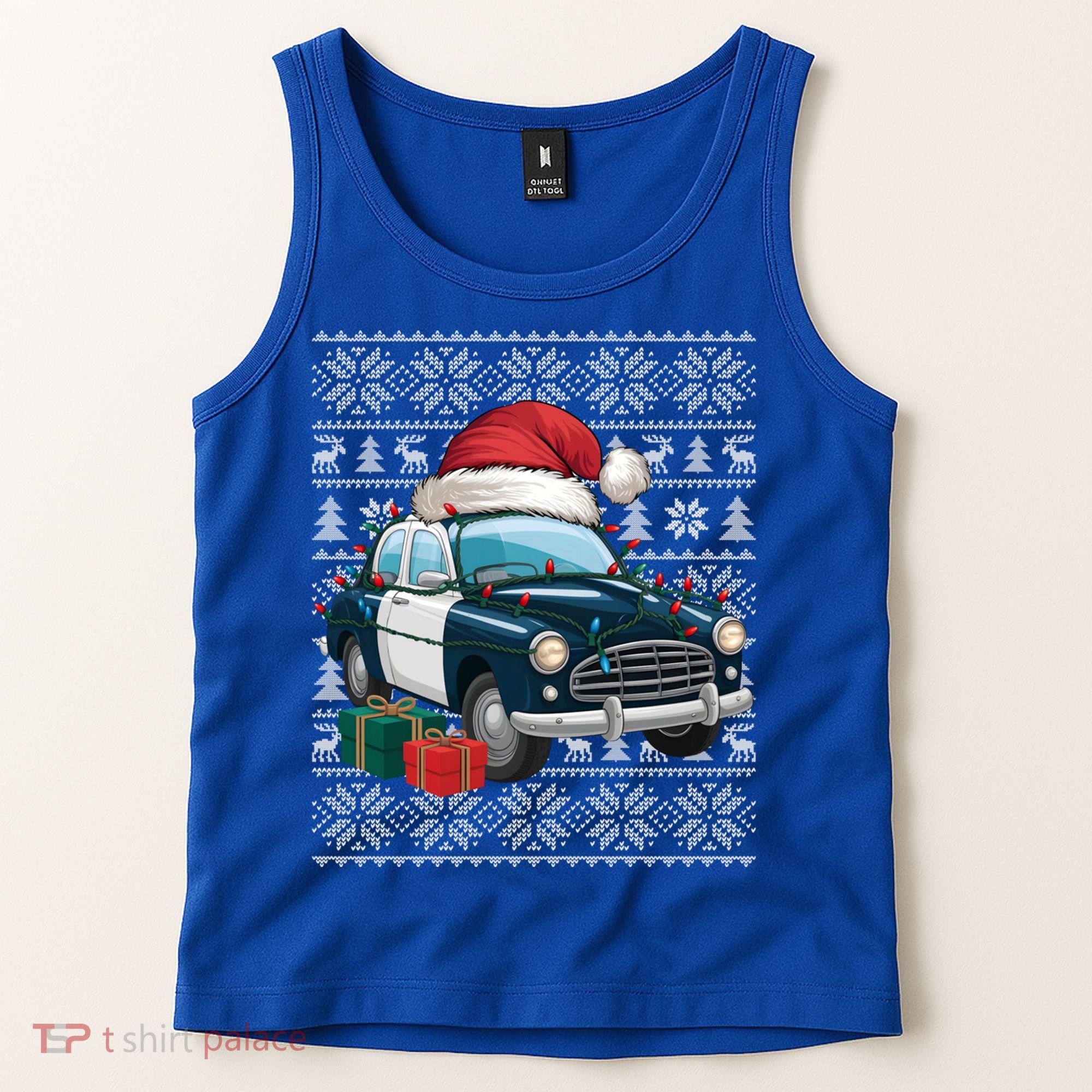 Xmas Style Ugly Santa Hat Police Car Christmas Gift Tank Top