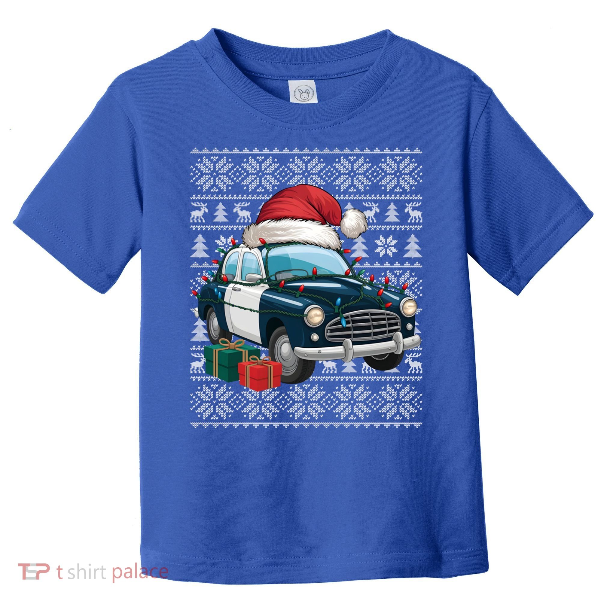 Xmas Style Ugly Santa Hat Police Car Christmas Gift Toddler T-Shirt