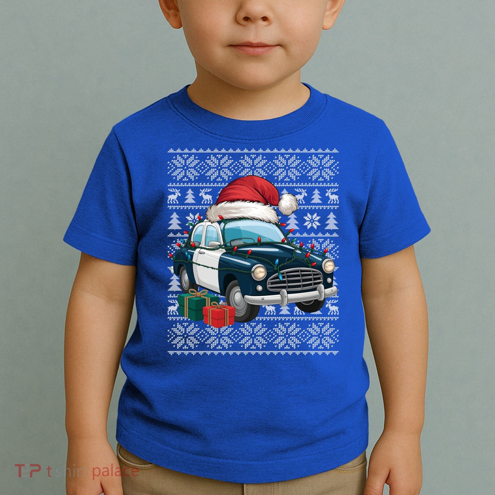Xmas Style Ugly Santa Hat Police Car Christmas Gift Toddler T-Shirt
