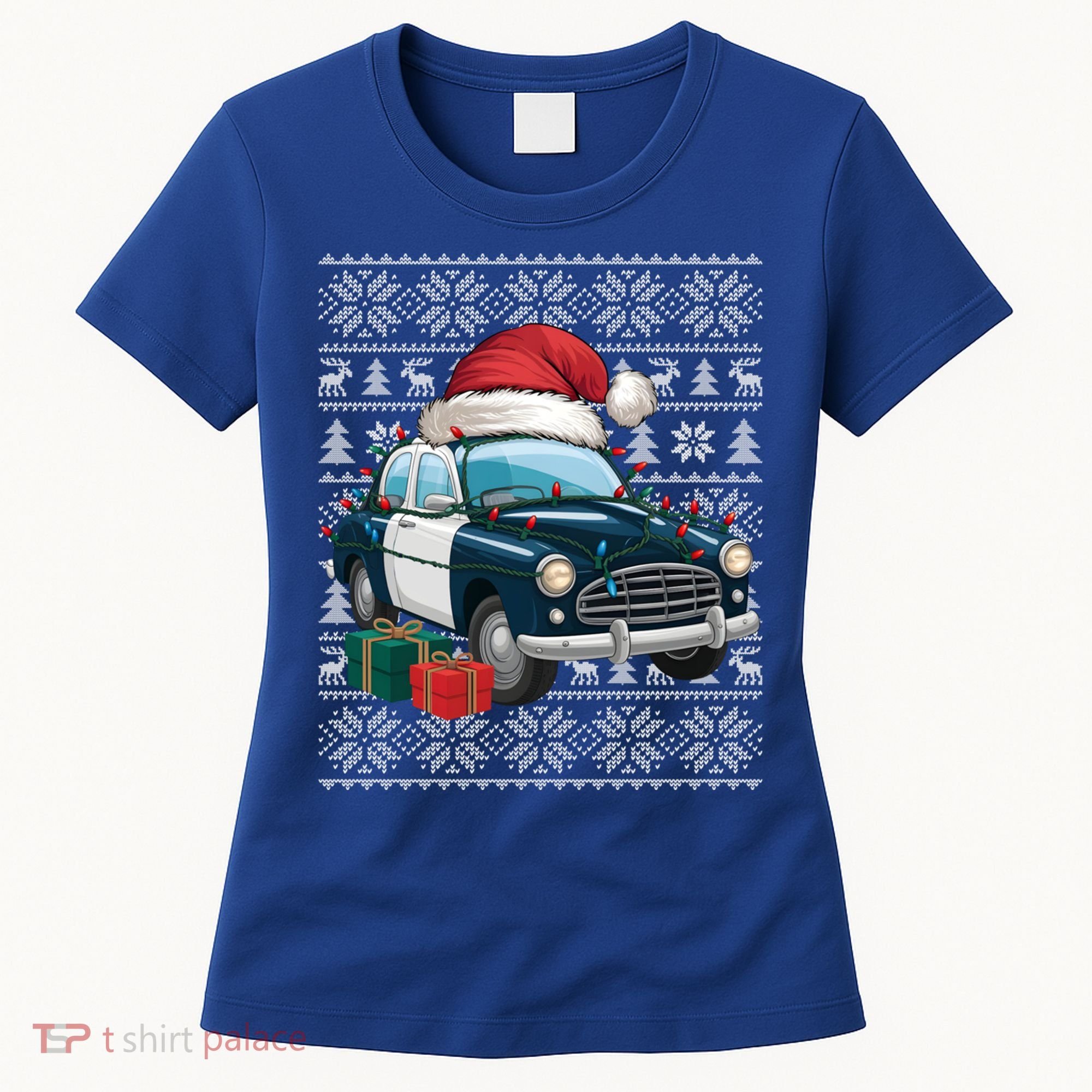 Xmas Style Ugly Santa Hat Police Car Christmas Gift Women's T-Shirt
