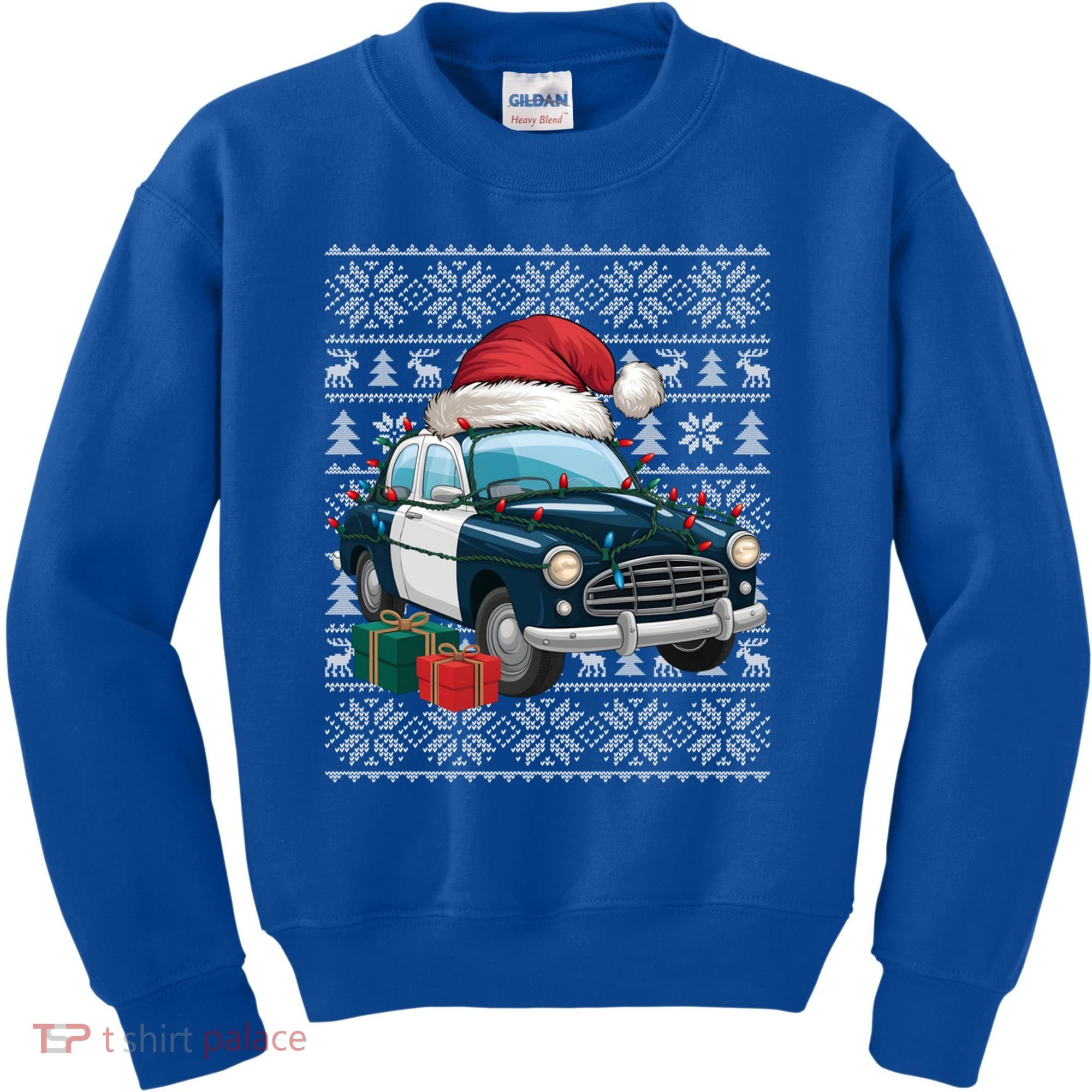 Xmas Style Ugly Santa Hat Police Car Christmas Gift Kids Sweatshirt